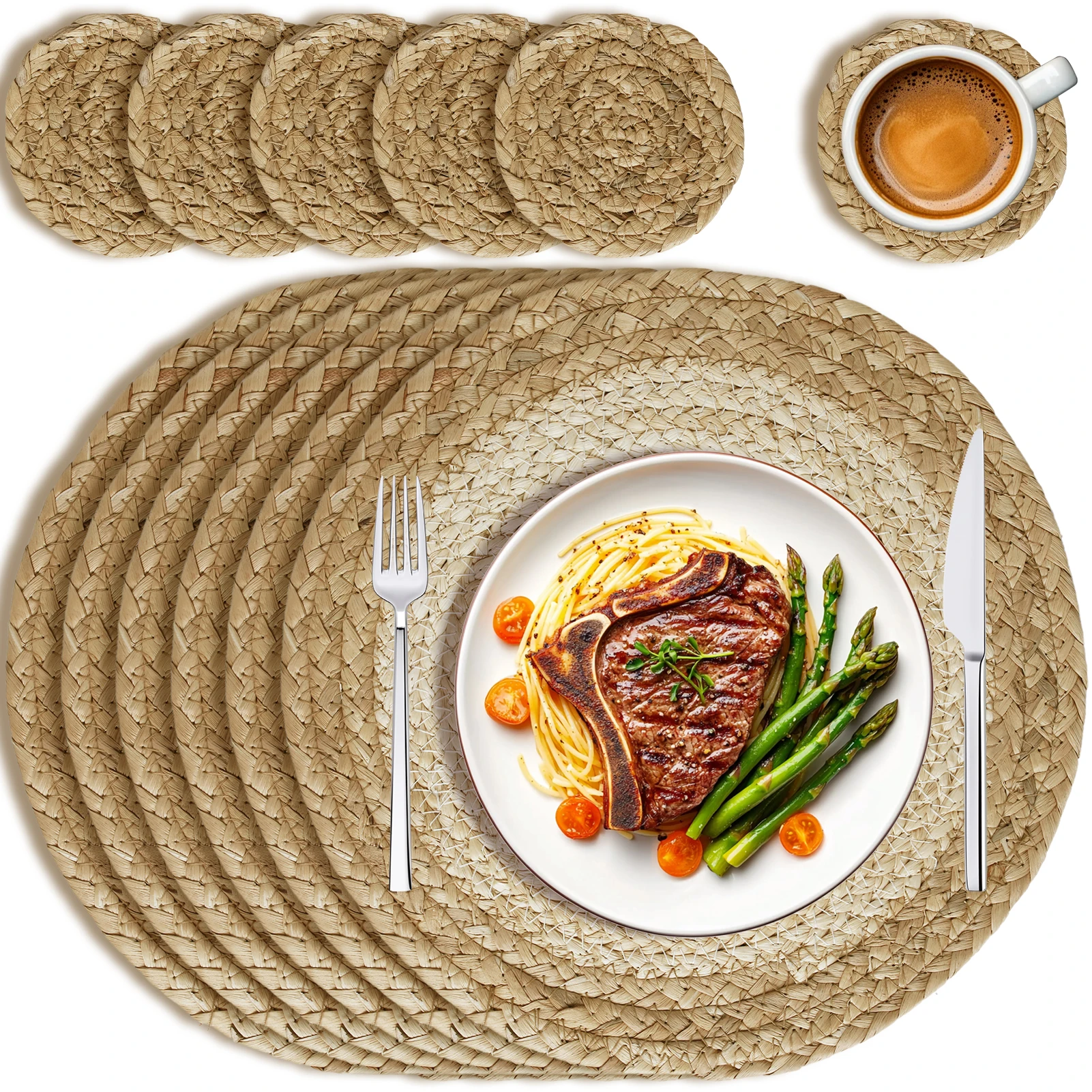 Handmade Boho Placemats Set of 6Natural Round Table Mat for Farmhouse Wedding Dining Table Heat Resistant Decoration
Handmade Boho Placemats Set of 6Natural Round Table Mat for Farmhouse Wedding Dining Table Heat Resistant Decoration 