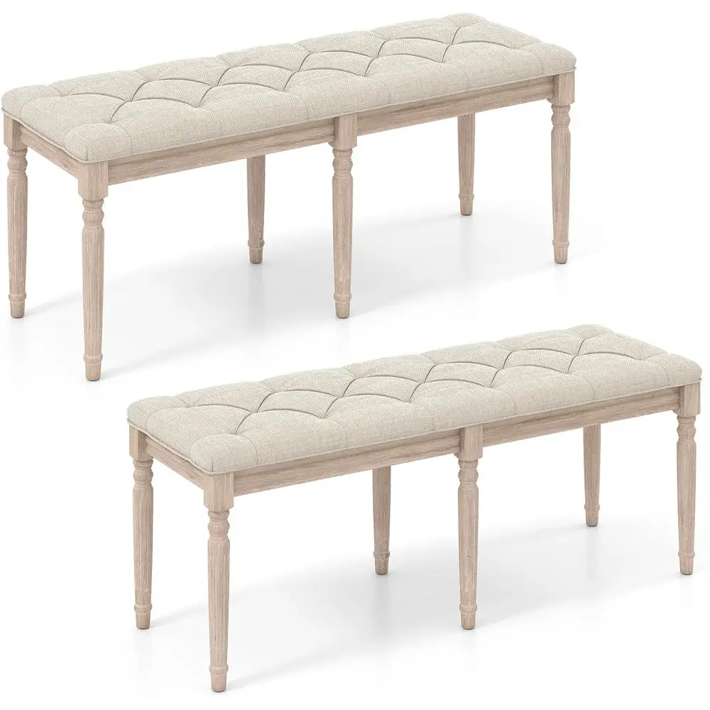 Set of 2 Upholstered Dining Benches with Button-Tufted Seats, Carved Wood Legs, 440 lbs Capacity, Suitable for Entryway, Living
Set of 2 Upholstered Dining Benches with Button-Tufted Seats, Carved Wood Legs, 440 lbs Capacity, Suitable for Entryway, Living