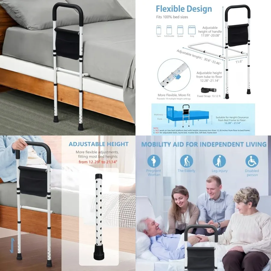 Bed Rails for Elderly Adults Safety, Adjustable Bed Assist Rails for Seniors, Bedrails with Support Legs and Storage Pocket, Be
Bed Rails for Elderly Adults Safety, Adjustable Bed Assist Rails for Seniors, Bedrails with Support Legs and Storage Pocket, Be