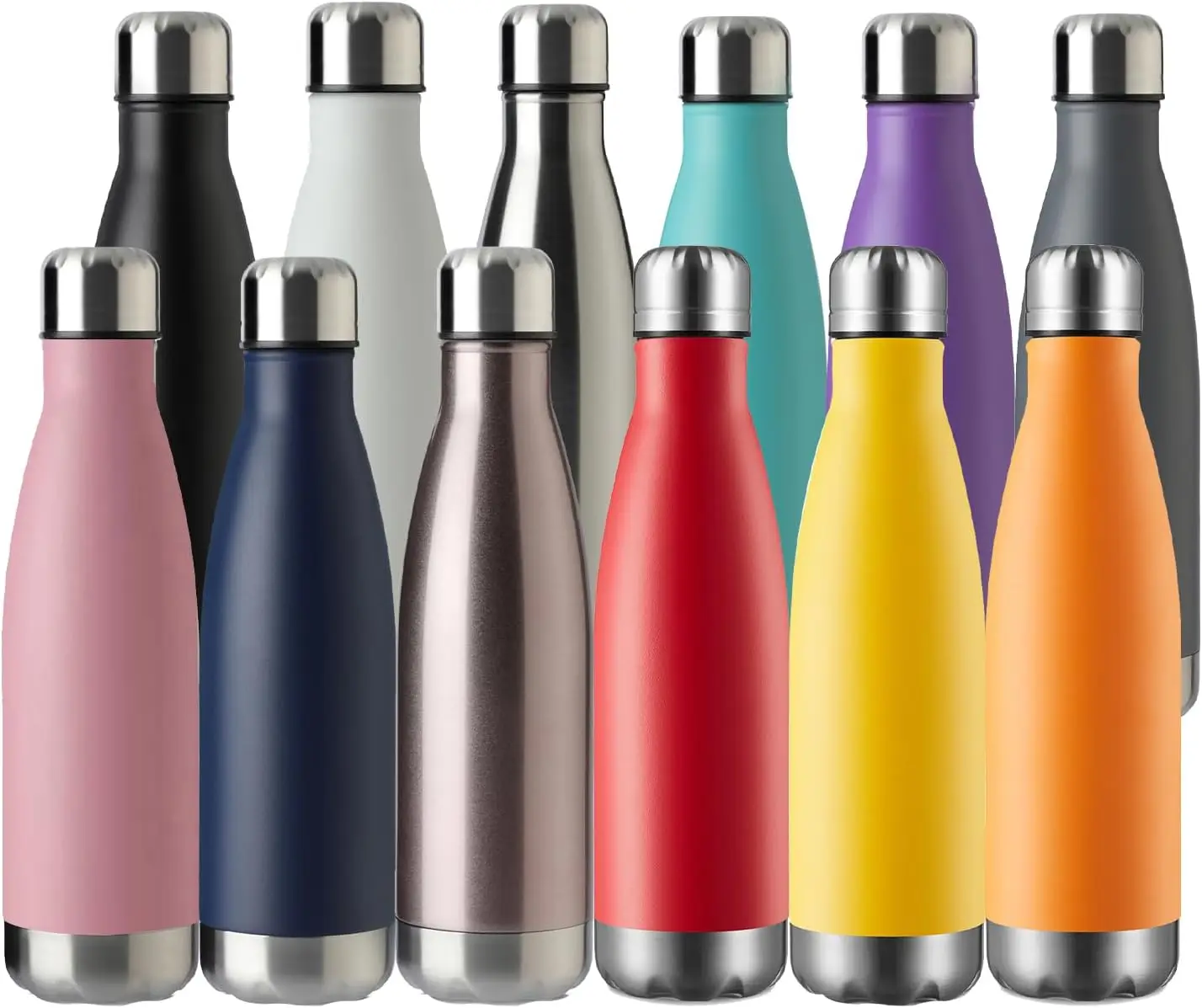 17oz Vacuum Insulated Stainless Steel Sport Water Bottle, Leak-Proof Double Wall, Keeps Drinks Hot & Cold, Colorful 12 Pack
17oz Vacuum Insulated Stainless Steel Sport Water Bottle, Leak-Proof Double Wall, Keeps Drinks Hot & Cold, Colorful 12 Pack