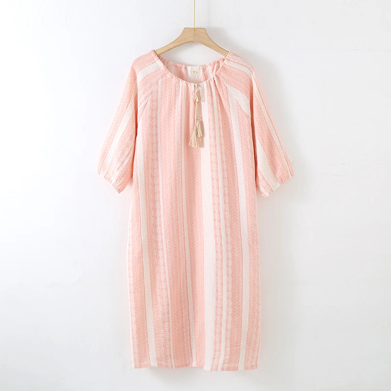 Cotton Gauze Nightgown for Women, 1-Piece Loose Midi Sleep Dress, 3/4 Sleeve Pullover & Breathable, Versatile Summer Home Wear
Cotton Gauze Nightgown for Women, 1-Piece Loose Midi Sleep Dress, 3/4 Sleeve Pullover & Breathable, Versatile Summer Home Wear