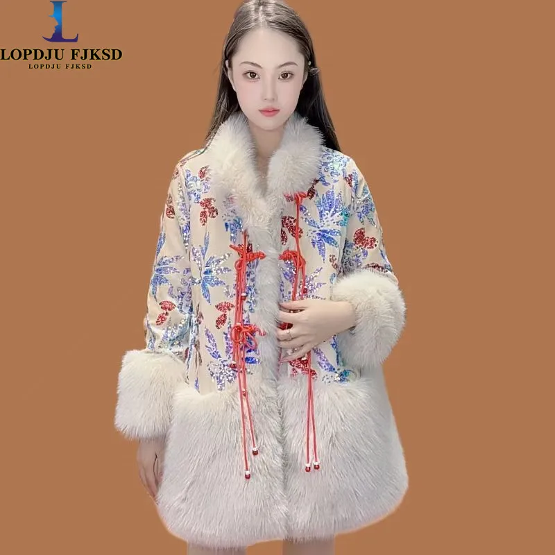 Faux Fur Coats for Women,Single Breasted Jacket,Thicken Warm Female Clothes,High Quality,Sequins,New, Winter, 2025
Faux Fur Coats for Women,Single Breasted Jacket,Thicken Warm Female Clothes,High Quality,Sequins,New, Winter, 2025
