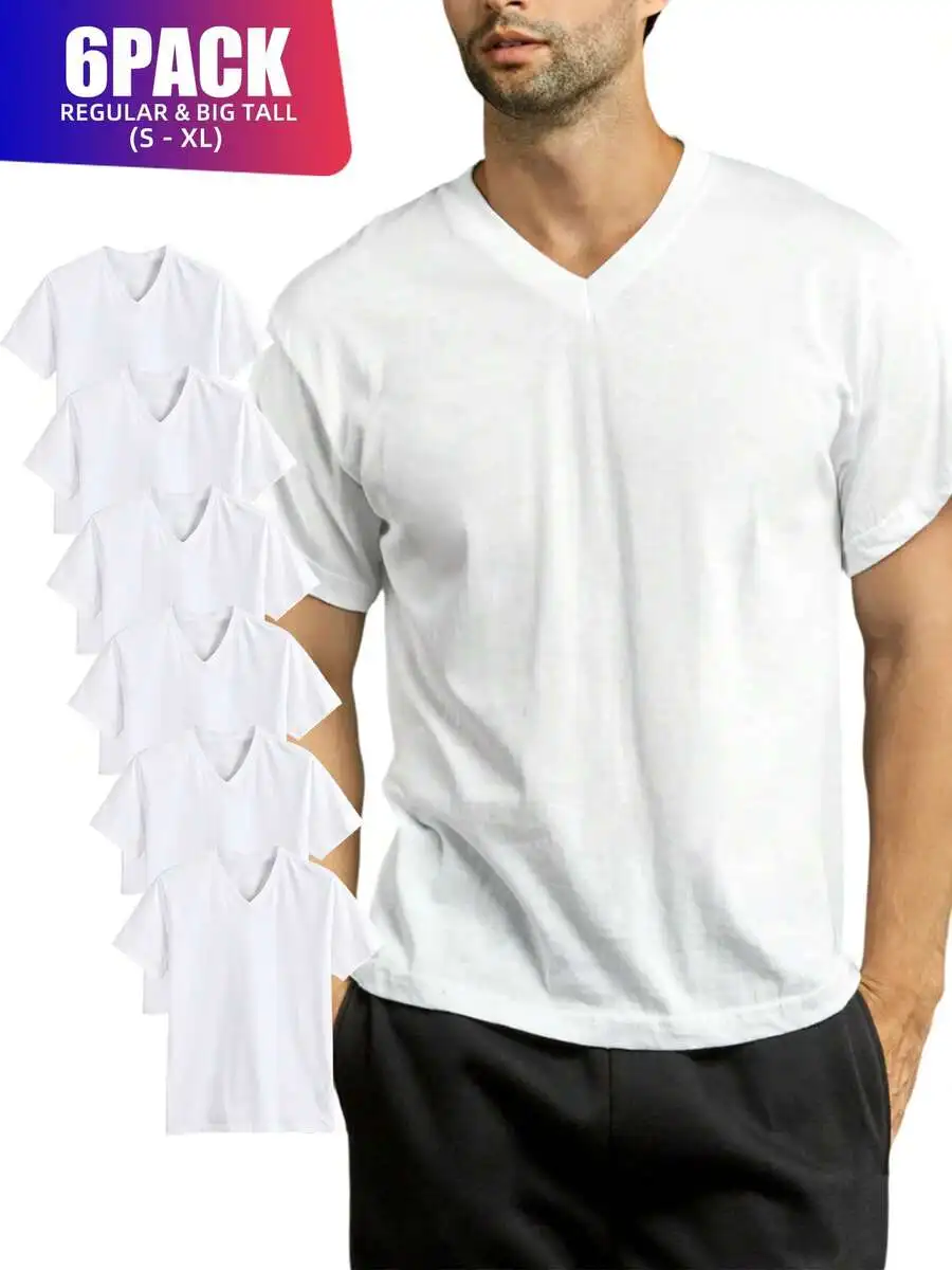 6 Pack Mens 100% Cotton V Neck Short Sleeve T-Shirts Classic Fit Casual Daily Wear
6 Pack Mens 100% Cotton V Neck Short Sleeve T-Shirts Classic Fit Casual Daily Wear
