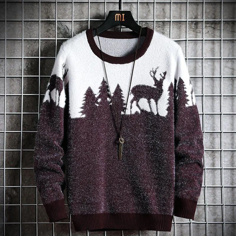 Autumn Winter Christmas Sweater Men Pullovers Deer Print Warm Knitted s Unisex Man Woman Funny O-neck
Autumn Winter Christmas Sweater Men Pullovers Deer Print Warm Knitted s Unisex Man Woman Funny O-neck