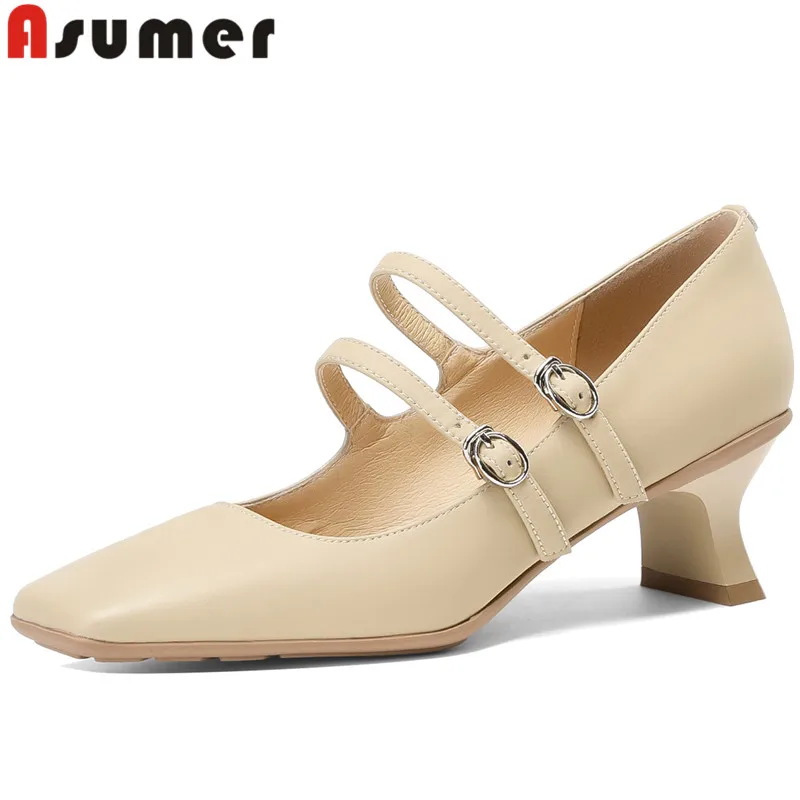 Женские туфли на среднем каблуке ASUMER, однотонные туфли-лодочки из овечьей шкуры, на толстом каблуке, с пряжкой, 2024
Женские туфли на среднем каблуке ASUMER, однотонные туфли-лодочки из овечьей шкуры, на толстом каблуке, с пряжкой, 2024