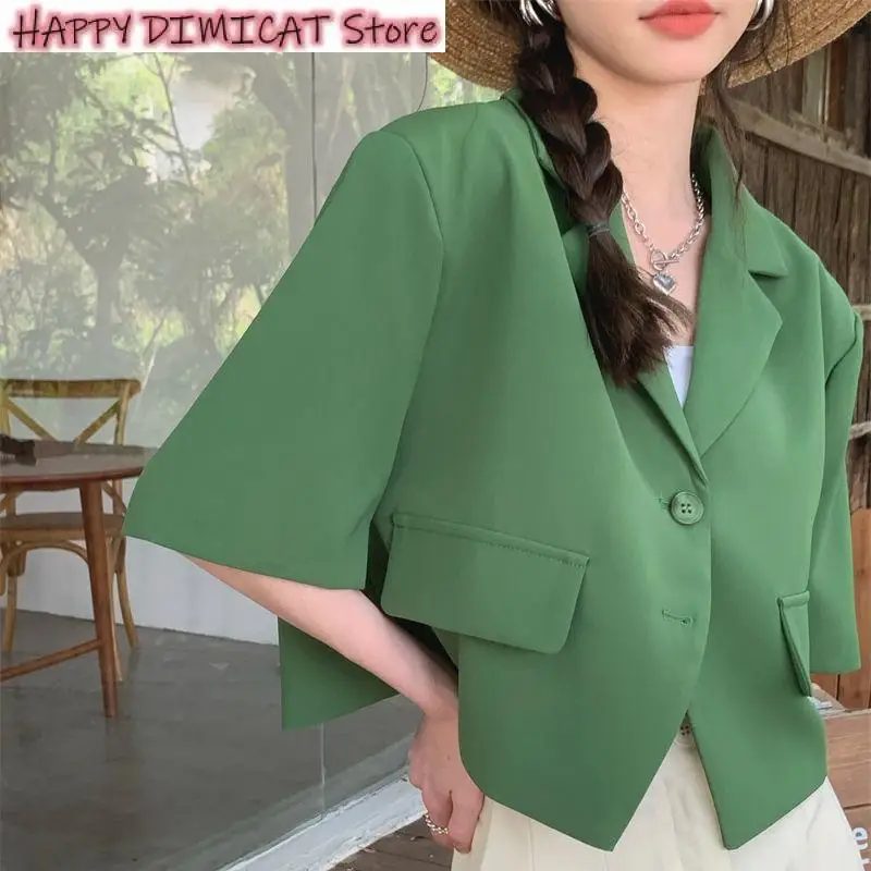 Fashion Suit Blazer New Streetwear Women Short Sleeve Suit Blazer Summer Loose Solid Top Casual Korean All-match Elegant Button
Fashion Suit Blazer New Streetwear Women Short Sleeve Suit Blazer Summer Loose Solid Top Casual Korean All-match Elegant Button