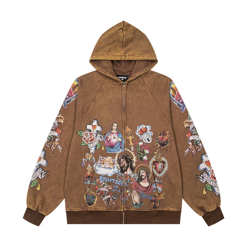 26SS Brown American Style Street Trend Righteous Hooded Coat New High-quality Full Print Hoodies
26SS Brown American Style Street Trend Righteous Hooded Coat New High-quality Full Print Hoodies