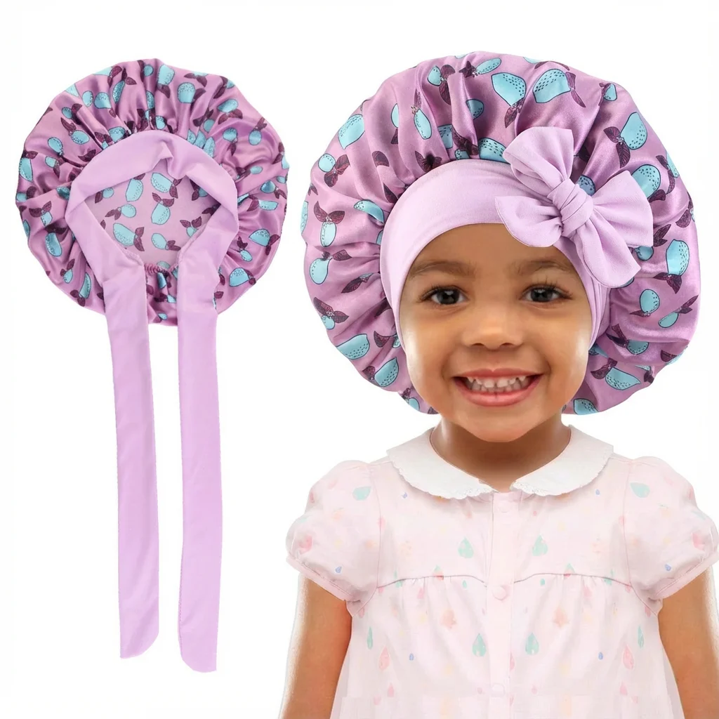 New Kids Cartoon Satin Printed Bonnet Wide Elastic Band Ribbon Sleeping Cap Curly Natural Hair Child Night Caps Shower Cap
New Kids Cartoon Satin Printed Bonnet Wide Elastic Band Ribbon Sleeping Cap Curly Natural Hair Child Night Caps Shower Cap