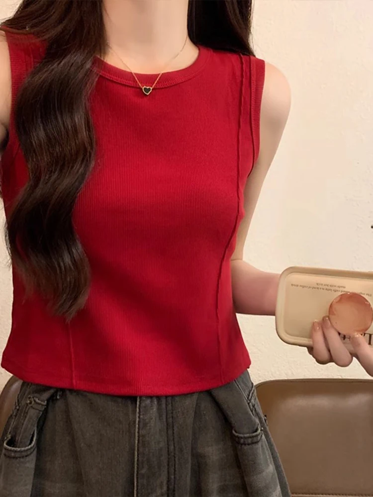 Retro Red round Ne Svel Vest Women's Summer New Small Size Sexy Fibone Line Slimming ort Sle Commute Faion
Retro Red round Ne Svel Vest Women's Summer New Small Size Sexy Fibone Line Slimming ort Sle Commute Faion