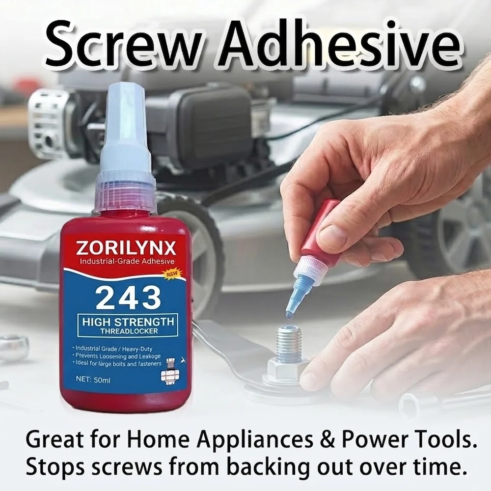 243 Threadlocker 50ml High Strength Blue Glue Anaerobic Adhesive Anti-corrosion Prevents Loosening for Screws Bolts ZORILYNX
243 Threadlocker 50ml High Strength Blue Glue Anaerobic Adhesive Anti-corrosion Prevents Loosening for Screws Bolts ZORILYNX