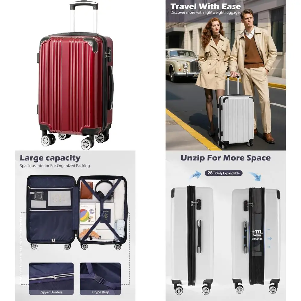 Expandable Suitcase PC+ABS Spinner 20, 24, 28 Inches Carry-On Luggage - Wine Wind New Design, Ideal for Travel
Expandable Suitcase PC+ABS Spinner 20, 24, 28 Inches Carry-On Luggage - Wine Wind New Design, Ideal for Travel