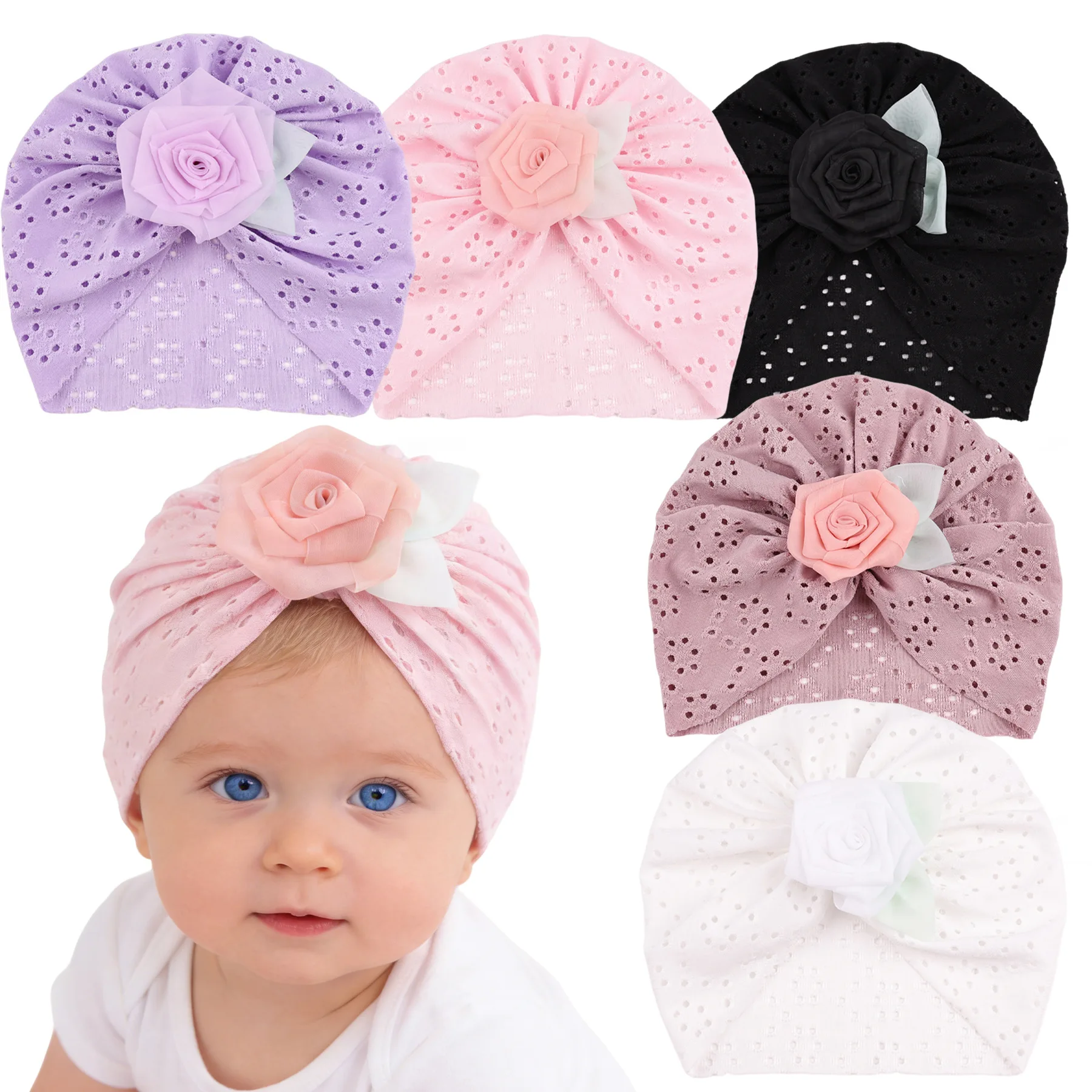 20 PCS/Lot, Hollow Out Fabric Rose Flower Baby Turban Hat For Infant Newborn Cute Beanie Cap Photo Props Baby Shower Gift
20 PCS/Lot, Hollow Out Fabric Rose Flower Baby Turban Hat For Infant Newborn Cute Beanie Cap Photo Props Baby Shower Gift