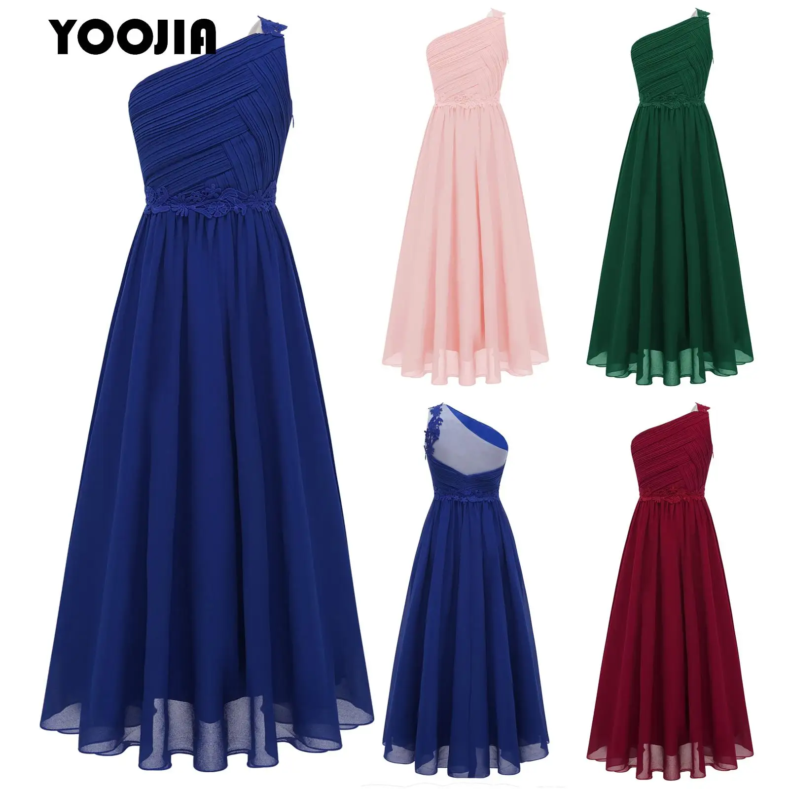 Elegant Girls Chiffon Dress One-Shoulder Wedding Dress Guipure Lace Flattering Ruched Long Flower Girl Dresses for Evening Party
Elegant Girls Chiffon Dress One-Shoulder Wedding Dress Guipure Lace Flattering Ruched Long Flower Girl Dresses for Evening Party