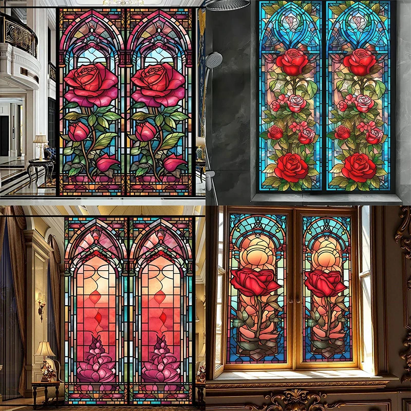 Stained Glass Window Film Self-adhesive Frosted Privacy Film Rose Flower Pattern Glass Film Home Office Decor Window Sticker
Stained Glass Window Film Self-adhesive Frosted Privacy Film Rose Flower Pattern Glass Film Home Office Decor Window Sticker
