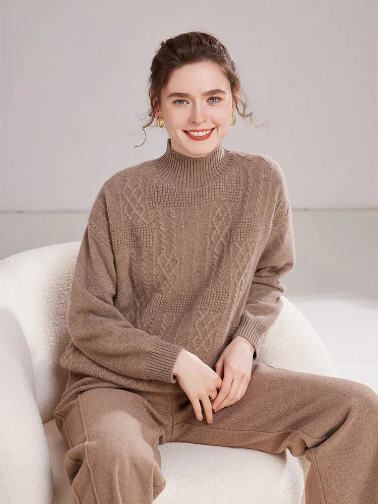 ADDONEE Women‘ s 100% Cashmere Sweater Mock Neck Pullover Cable Knitting Thickness Autumn Winter Cashmere Knitwear Tops
ADDONEE Women‘ s 100% Cashmere Sweater Mock Neck Pullover Cable Knitting Thickness Autumn Winter Cashmere Knitwear Tops