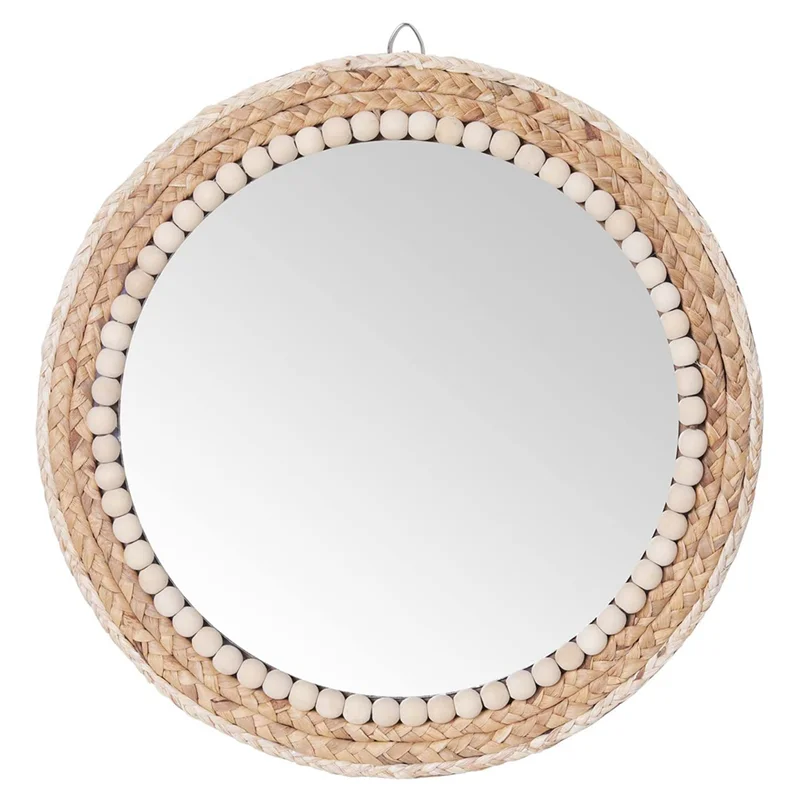 Straw Rope Decorative Mirror Woven Straw Mirror Moroccan Wood Beads Hanging Makeup Wall Ornaments Home Decor
Straw Rope Decorative Mirror Woven Straw Mirror Moroccan Wood Beads Hanging Makeup Wall Ornaments Home Decor