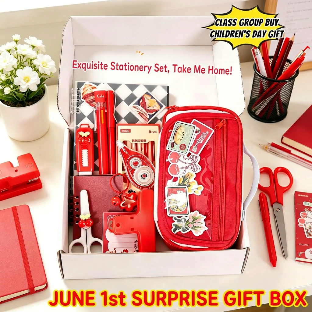 Good-looking Red Stationery Set With Large Zipper Pouch for Students, Ideal Gift for Birthday Graduation Holiday Party
Good-looking Red Stationery Set With Large Zipper Pouch for Students, Ideal Gift for Birthday Graduation Holiday Party