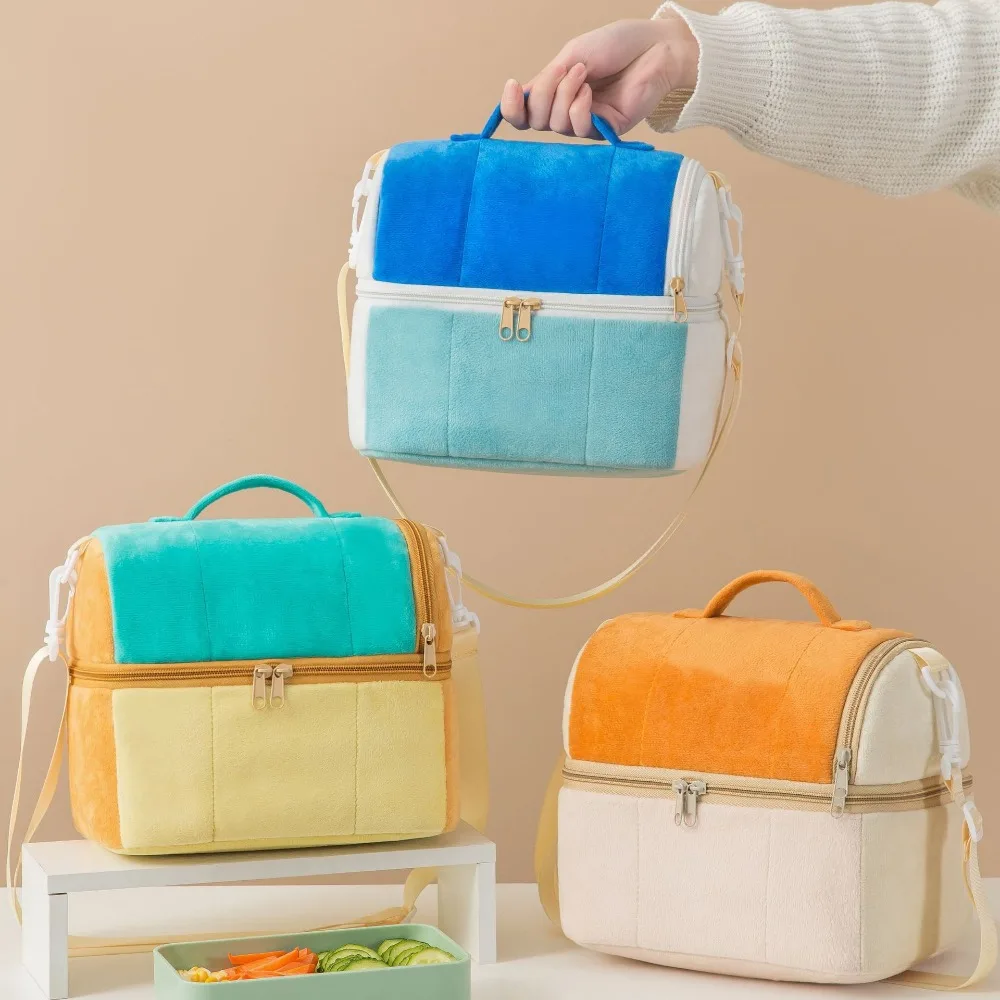 Тосты, плюшевые сумки, теплосохраняющая сумка для пикника, сумка для хранения еды с углублением изоляции, двухслойная многоцветная сумка для ланча, походная сумка
Тосты, плюшевые сумки, теплосохраняющая сумка для пикника, сумка для хранения еды с углублением изоляции, двухслойная многоцветная сумка для ланча, походная сумка