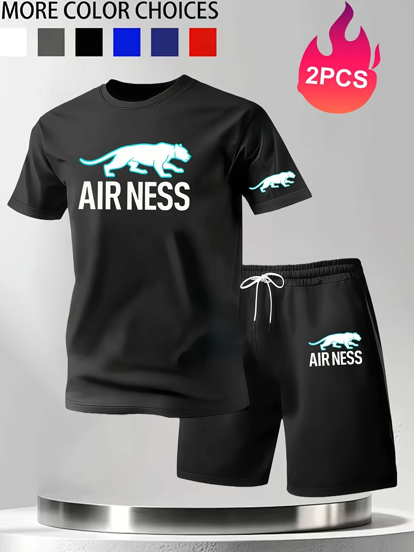 Men's 2PCS Summer Tracksuit Round Neck Short Sleeve T-shirt + Casual Shorts Breathable Letter Print Outfit
Men's 2PCS Summer Tracksuit Round Neck Short Sleeve T-shirt + Casual Shorts Breathable Letter Print Outfit