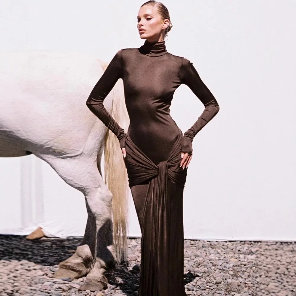Autumn and winter high-necked bottoming dress, long-sleeved tight-fitting high-waisted long dresses,
Autumn and winter high-necked bottoming dress, long-sleeved tight-fitting high-waisted long dresses,