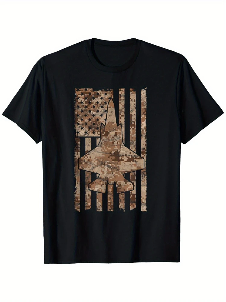 with F-35 Lightning II Desert MARPAT Vintage Flag pattern -100% cotton summer casual short sleeve O-neck printed men's T-shirt.
with F-35 Lightning II Desert MARPAT Vintage Flag pattern -100% cotton summer casual short sleeve O-neck printed men's T-shirt.