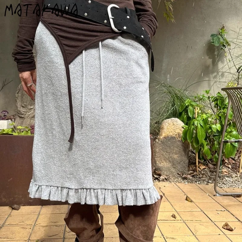 Matakawa Y2k Ruffles Women Skirts Autumn Winter High Waist Korean Fashion Faldas Mujer Streetwear Vintage Solid Long Skirt
Matakawa Y2k Ruffles Women Skirts Autumn Winter High Waist Korean Fashion Faldas Mujer Streetwear Vintage Solid Long Skirt