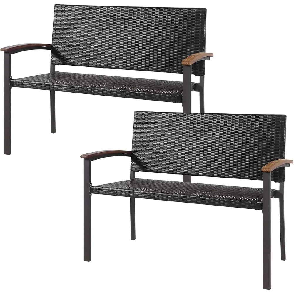 2 Pieces Outdoor Stackable Bench, All-Weather PE Wicker Loveseat with Acacia Wood Armrests, 2-Person Heavy Duty Metal Frame Pat
2 Pieces Outdoor Stackable Bench, All-Weather PE Wicker Loveseat with Acacia Wood Armrests, 2-Person Heavy Duty Metal Frame Pat