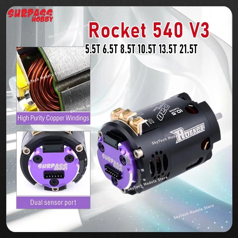 Surpass Hobby Rocket 540 V3 Brushless Motor 5.5T 6.5T 8.5T 10.5T 13.5T 21.5T For Modified Competition 1/10 1/12 F1 RC Drift Car
Surpass Hobby Rocket 540 V3 Brushless Motor 5.5T 6.5T 8.5T 10.5T 13.5T 21.5T For Modified Competition 1/10 1/12 F1 RC Drift Car