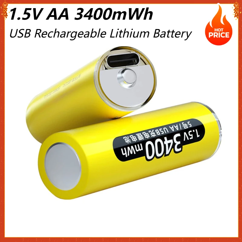 High Qualty 1.5V AA Rechargeable Battery 3400mWh USB Rechargeable Lithium Battery with Type-C Cable for Fast Charging
High Qualty 1.5V AA Rechargeable Battery 3400mWh USB Rechargeable Lithium Battery with Type-C Cable for Fast Charging