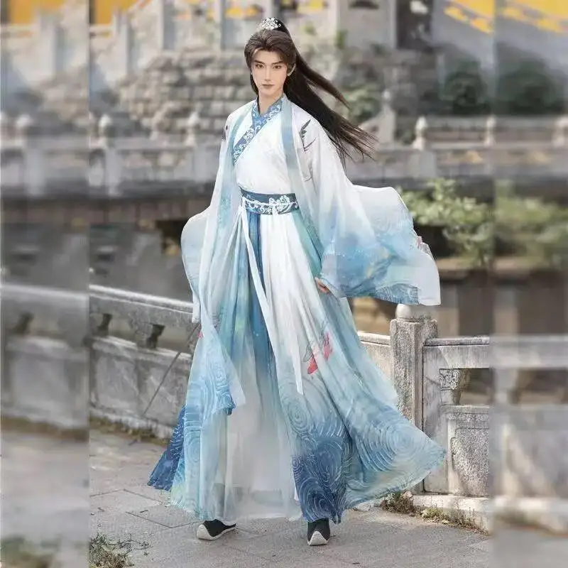 Ancient Blue Hanfu Men Women Traditional Lucky Fish Printing Costume Vintage Halloween Swordsman Cosplay Suit Stage Show Outfit
Ancient Blue Hanfu Men Women Traditional Lucky Fish Printing Costume Vintage Halloween Swordsman Cosplay Suit Stage Show Outfit