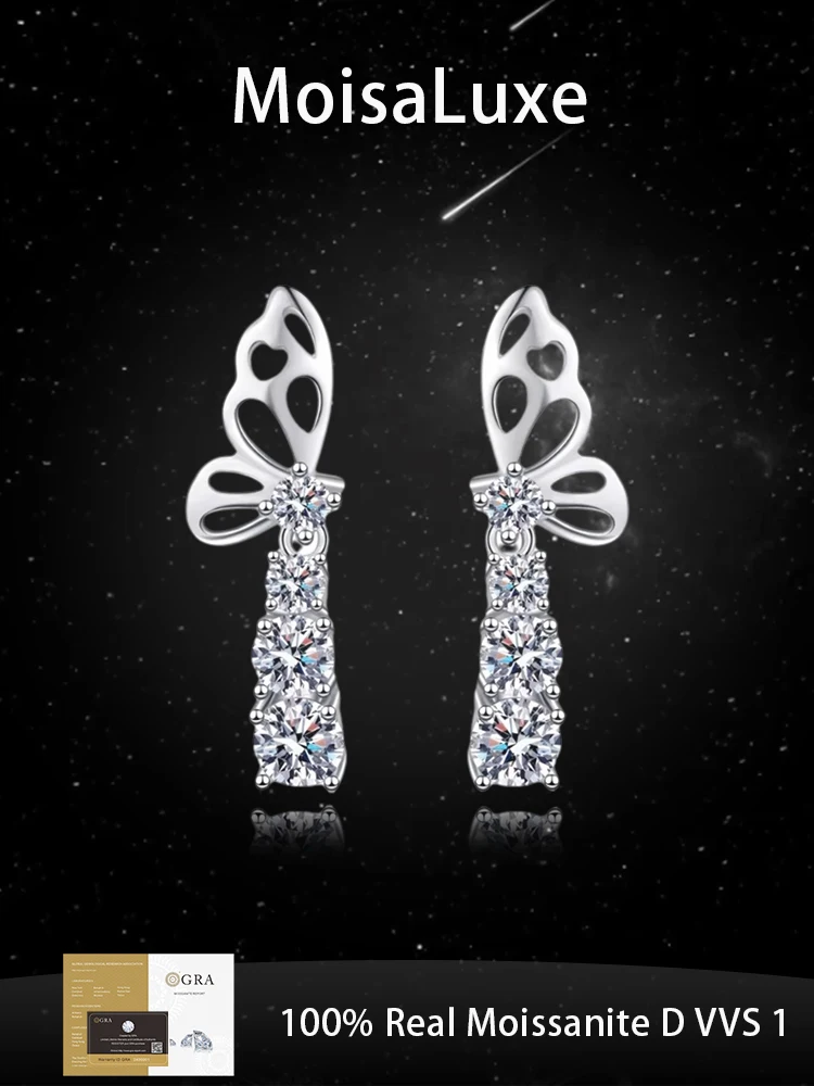 MoisaLuxe Official Store Moissanite Plata Sterling 925 Silver Butterfly Element Fashion Jewelry Earrings Women's Elegant Premium
MoisaLuxe Official Store Moissanite Plata Sterling 925 Silver Butterfly Element Fashion Jewelry Earrings Women's Elegant Premium