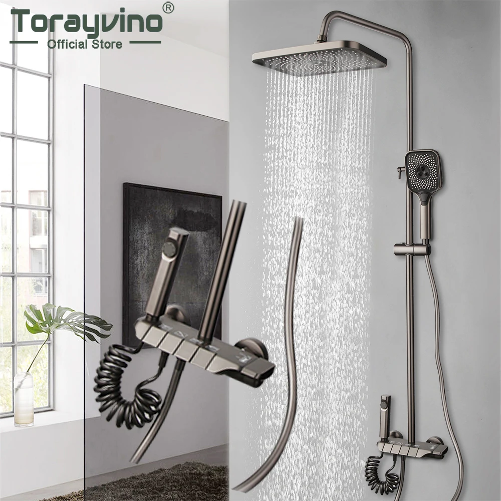 Torayvino Gun Grey Gray Bathroom Shower Faucet Set Piano Key Supercharged 4 Function Rainfall Bath Shower System Mixer Water Tap
Torayvino Gun Grey Gray Bathroom Shower Faucet Set Piano Key Supercharged 4 Function Rainfall Bath Shower System Mixer Water Tap