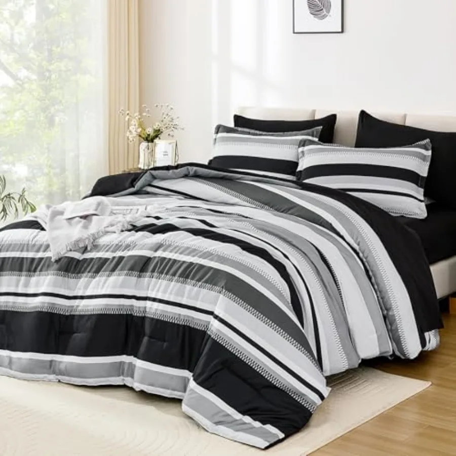 Size Comforter 7 Pieces Comforter Set with Sheets Boho Striped Bed in a Bag Soft Micorfiber Bedding Set for All Seaon 90"×90
Size Comforter 7 Pieces Comforter Set with Sheets Boho Striped Bed in a Bag Soft Micorfiber Bedding Set for All Seaon 90"×90
