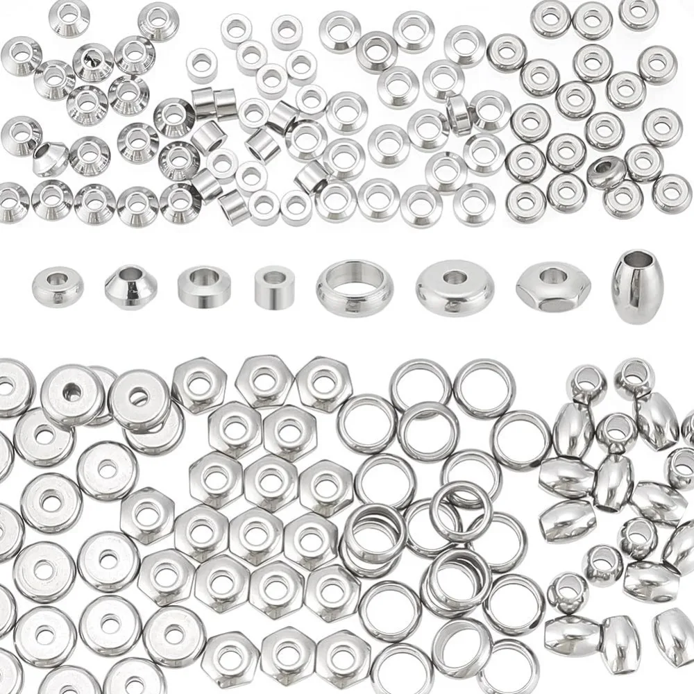 160 Pcs Stainless Steel Spacer Beads Kit 8 Styles Barrel Column Ring Disc Shaped Loose Beads Metal Stopper Beads Slide Beads
160 Pcs Stainless Steel Spacer Beads Kit 8 Styles Barrel Column Ring Disc Shaped Loose Beads Metal Stopper Beads Slide Beads