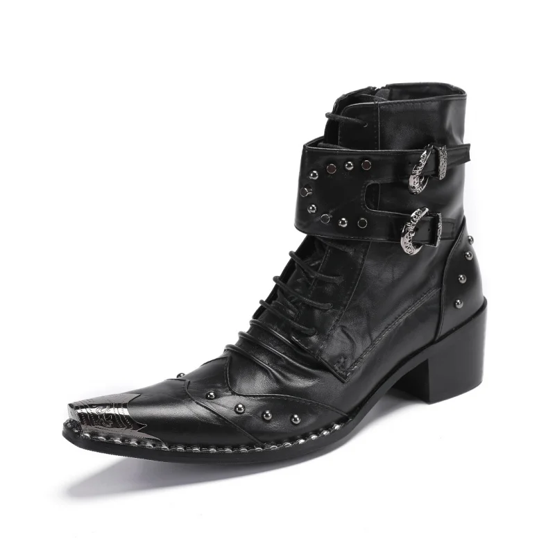 High Top 5cm Boots Genuine Cow Leather Fashion Men's Quality Height Ankle Increased Shoes Men Winter Zip Pointed Toe Boots
High Top 5cm Boots Genuine Cow Leather Fashion Men's Quality Height Ankle Increased Shoes Men Winter Zip Pointed Toe Boots