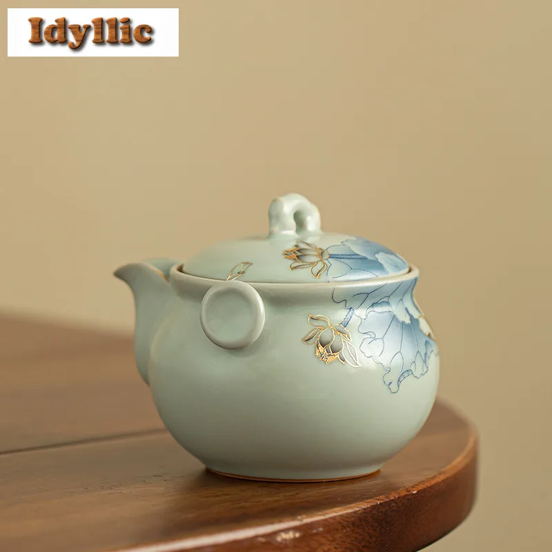 200ml Ru Kiln Celadon Lotus Hand-held Teapot Antique Tea Infuser Pot Tea Maker Kettle with Strainer Cha Accessories Collection
200ml Ru Kiln Celadon Lotus Hand-held Teapot Antique Tea Infuser Pot Tea Maker Kettle with Strainer Cha Accessories Collection