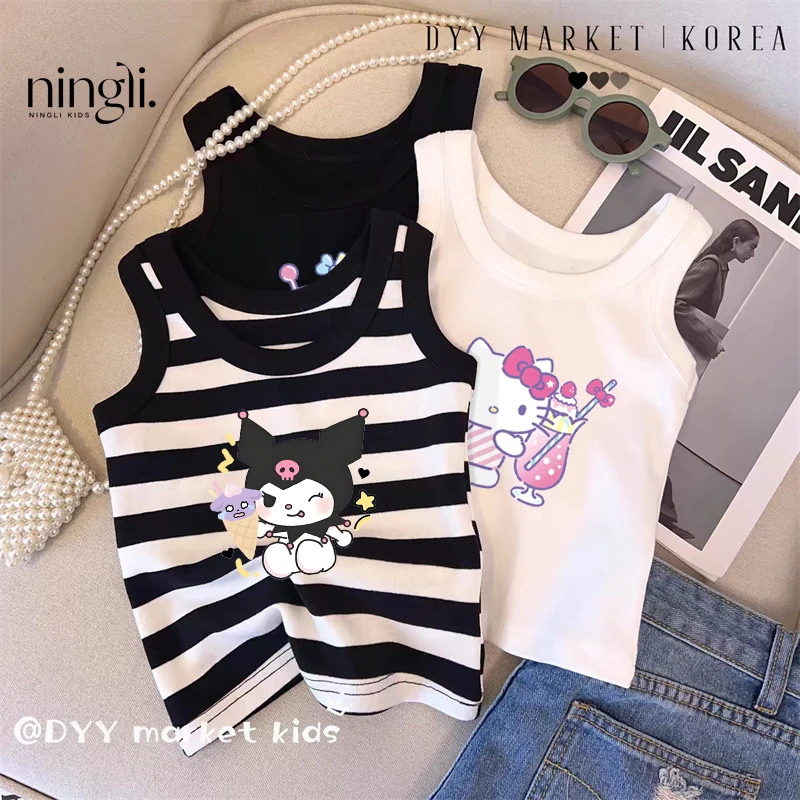 Детская майка Sanrio Kuromi Hello Kitty, футболка для девочек, летняя новая майка без рукавов с мультяшным принтом, модные внутренние Топы
Детская майка Sanrio Kuromi Hello Kitty, футболка для девочек, летняя новая майка без рукавов с мультяшным принтом, модные внутренние Топы