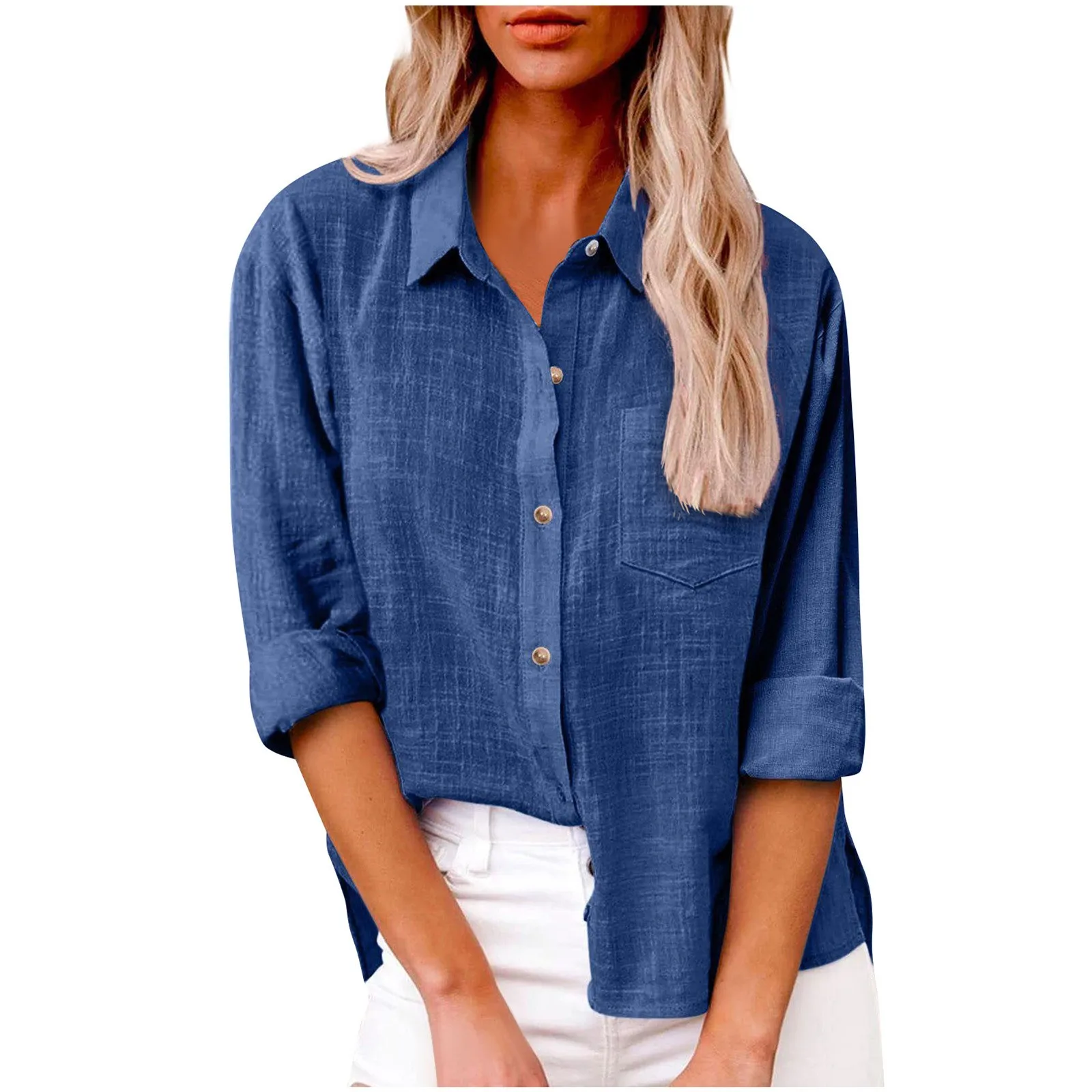 Women Solid Color T-Shirt Lapel Collar Loose Blouse Casual Long Sleeve Shirt Classical Lightweight Button Cotton Linen Tops
Women Solid Color T-Shirt Lapel Collar Loose Blouse Casual Long Sleeve Shirt Classical Lightweight Button Cotton Linen Tops