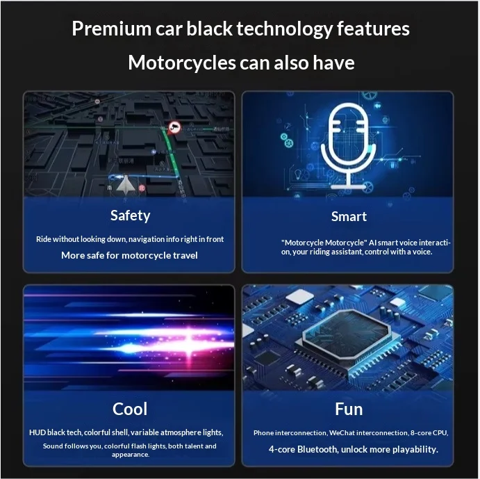 Motorcycle helmet HUD head-up display navigation device motorcycle driving record Bluetooth headphones,rear view mirror camera
Motorcycle helmet HUD head-up display navigation device motorcycle driving record Bluetooth headphones,rear view mirror camera