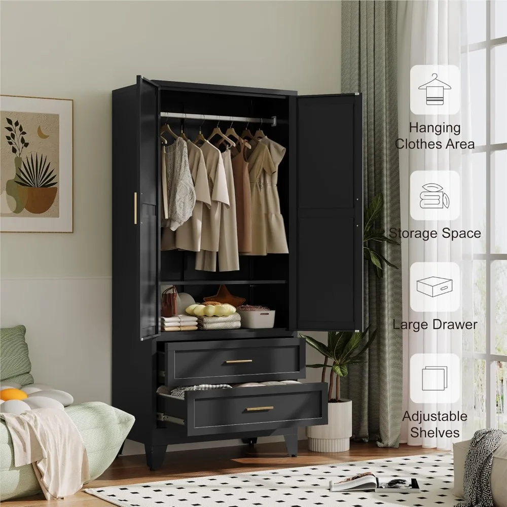 Metal Wardrobe Cabinet with Hanging Rod,71" Armoire Wardrobe Closet with Adjustable Shelves,Farmhouse Steel, Customized
Metal Wardrobe Cabinet with Hanging Rod,71" Armoire Wardrobe Closet with Adjustable Shelves,Farmhouse Steel, Customized