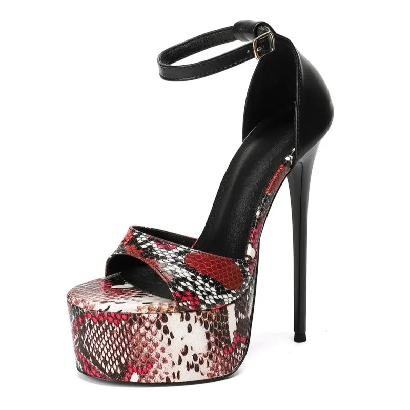 Handmade Women’s Sexy Snake Print Platform Sandals, Red Black Stiletto Heels With Open Toe And Ankle Strap For Party, Dance
Handmade Women’s Sexy Snake Print Platform Sandals, Red Black Stiletto Heels With Open Toe And Ankle Strap For Party, Dance