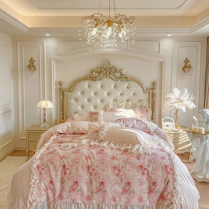 Luxury Princess Style 100% Cotton Bedding Set Floral Jacquard Lace Ruffles Duvet Cover Bed Sheet/Fitted Sheet Pillowcases 4Pcs
Luxury Princess Style 100% Cotton Bedding Set Floral Jacquard Lace Ruffles Duvet Cover Bed Sheet/Fitted Sheet Pillowcases 4Pcs