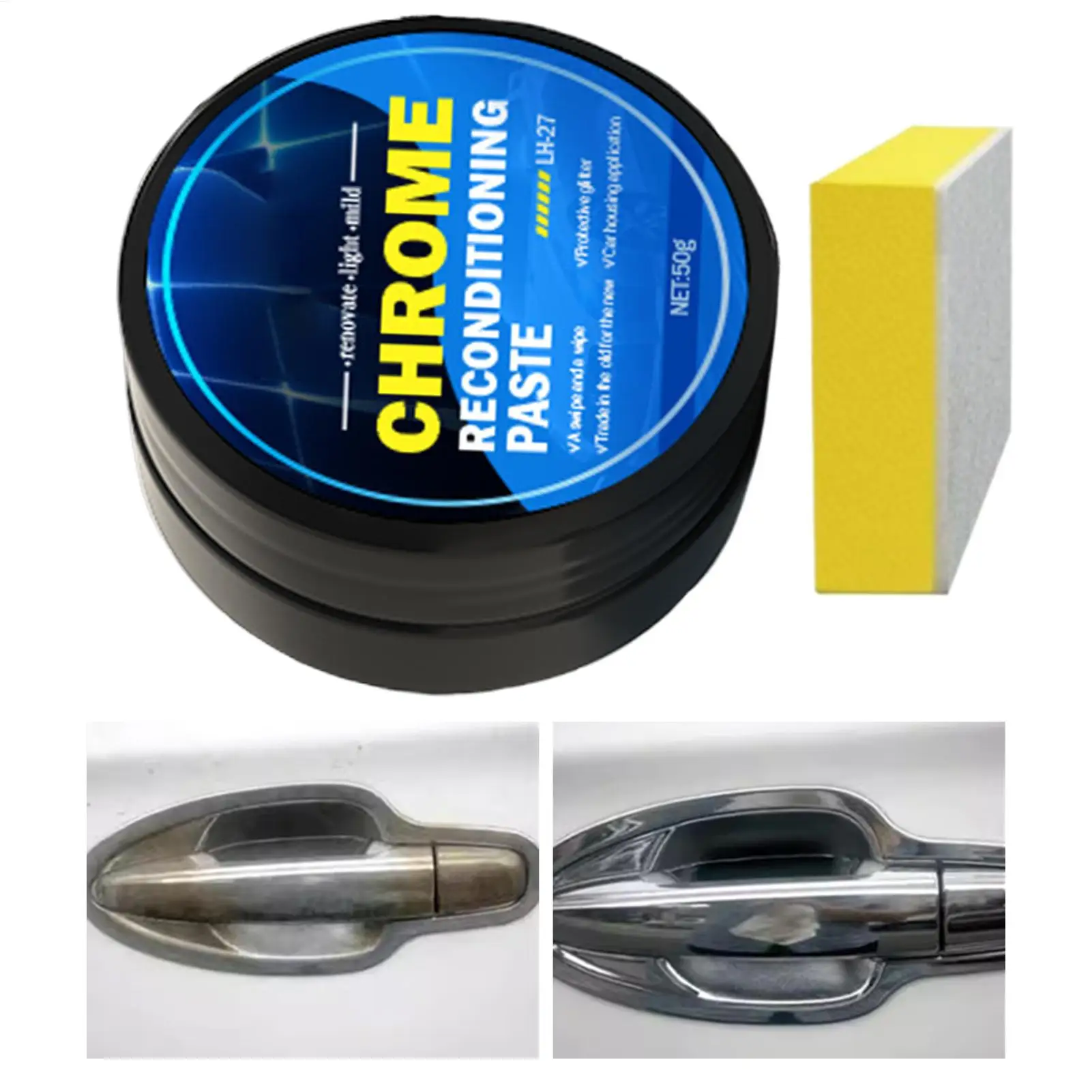 Car Chrome Restorer Protectant 50g Metal Polishing Wax All Purpose Chrome Cleaner for Exhaust Pipes Window Trim Paint Protection
Car Chrome Restorer Protectant 50g Metal Polishing Wax All Purpose Chrome Cleaner for Exhaust Pipes Window Trim Paint Protection