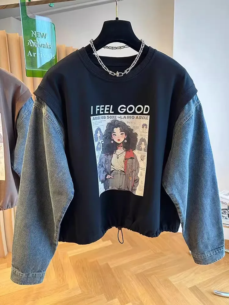 Spring Autumn Large Size 300 Pou oulder Insert Long Sve Denim Patchwork Sweatirt Men's Retro Loose Casual Long S...
Spring Autumn Large Size 300 Pou oulder Insert Long Sve Denim Patchwork Sweatirt Men's Retro Loose Casual Long S...