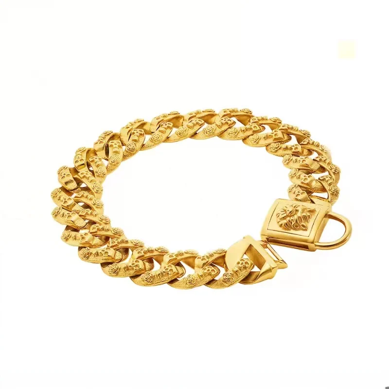 PMGPET Large Dog Collar 32mm Gold Stainless Steel Skull Design Metal Pet Choker Lead for Bully Pitbull Dog Supplies
PMGPET Large Dog Collar 32mm Gold Stainless Steel Skull Design Metal Pet Choker Lead for Bully Pitbull Dog Supplies