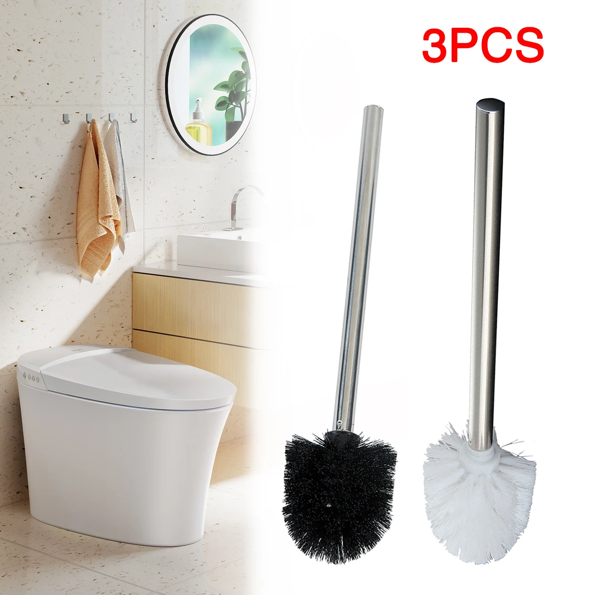 3 Pcs Scrubbers Toilet Brush Bathroom Head & Handle Stainless Steel Chrome Cleaning Renovated Household Products Accessories
3 Pcs Scrubbers Toilet Brush Bathroom Head & Handle Stainless Steel Chrome Cleaning Renovated Household Products Accessories
