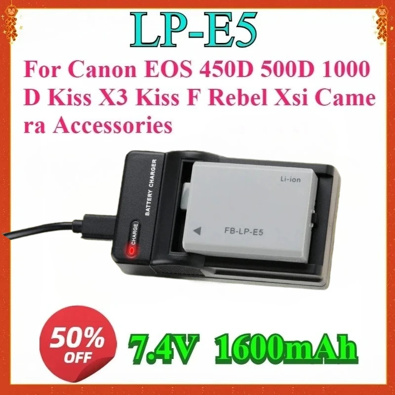 New For Canon EOS 450D 500D 1000D Kiss X3 Kiss F Rebel Xsi Camera Accessories New LP-E5 Batteries LPE5 LP E5 Battery + Charger
New For Canon EOS 450D 500D 1000D Kiss X3 Kiss F Rebel Xsi Camera Accessories New LP-E5 Batteries LPE5 LP E5 Battery + Charger