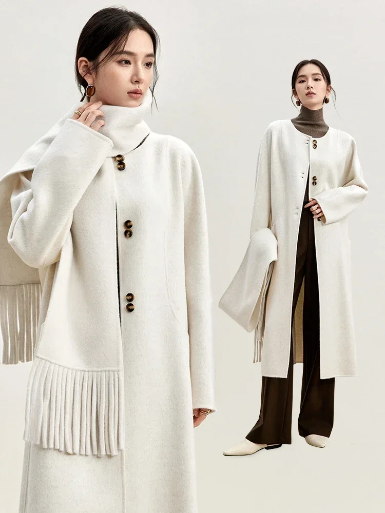 SENTUBILA Women High Quality 100% Wool Coat With Tassels Scarf 2025 Winter Warm Woman Oversized Double Sided Long Coat W44O56110
SENTUBILA Women High Quality 100% Wool Coat With Tassels Scarf 2025 Winter Warm Woman Oversized Double Sided Long Coat W44O56110