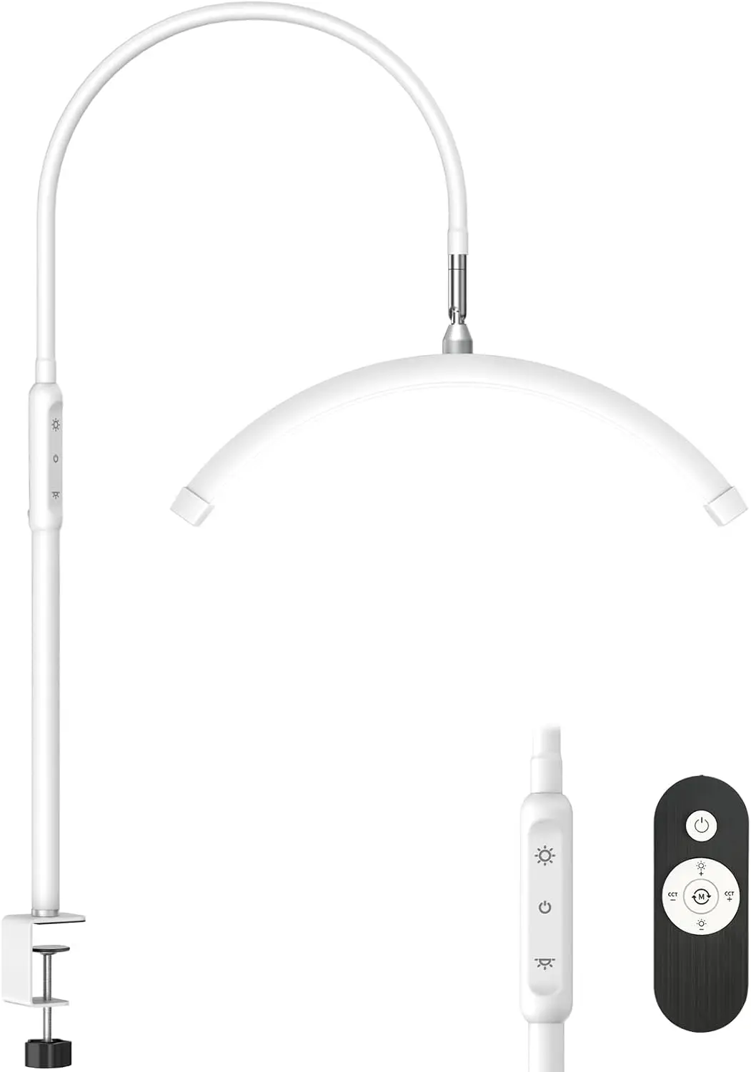 Half Moon LED Desk Lamp with Clamp, 5 Brightness & Color Modes, Remote Control for Nail, Eyelash, Skincare, Tattoo
Half Moon LED Desk Lamp with Clamp, 5 Brightness & Color Modes, Remote Control for Nail, Eyelash, Skincare, Tattoo