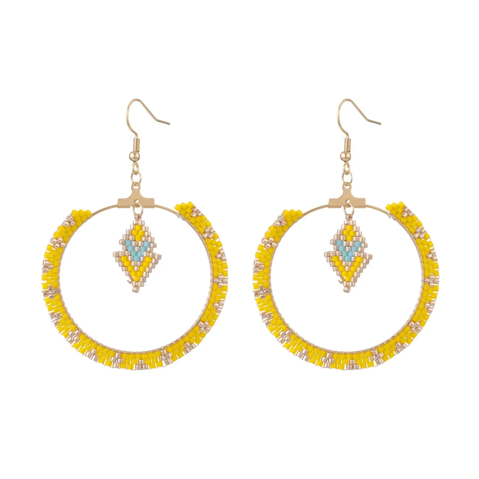 Beaded earrings Pendant Circle Originality Design Hand knitting Bohemia Alloy Tide Simple Rice bead earrings
Beaded earrings Pendant Circle Originality Design Hand knitting Bohemia Alloy Tide Simple Rice bead earrings